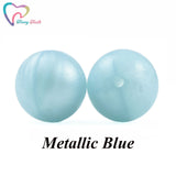 50PCS Marble Metallic Silicone Beads Baby Teething Chewable Beads