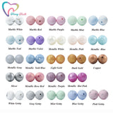 50PCS Marble Metallic Silicone Beads Baby Teething Chewable Beads