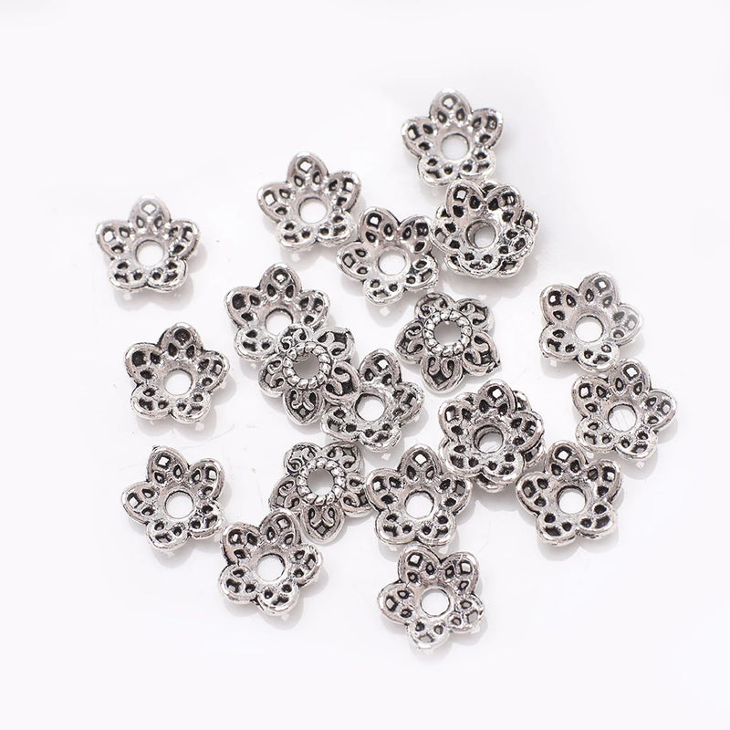 50PCS Metal Hollow Beads Alloy End Caps for DIY Necklace Bracelet Jewelry Making