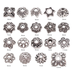 50PCS Metal Hollow Beads Alloy End Caps for DIY Necklace Bracelet Jewelry Making