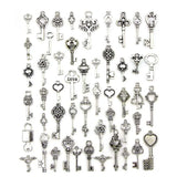 50PCS Antique Key Lock Love Charm Pendants DIY Bracelet Necklace Jewelry Making