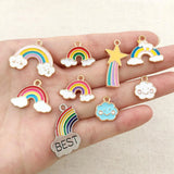 50PCS Enamel Rainbow Sun Star Cloud Charms for DIY Bracelets Jewelry Crafts