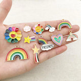 50PCS Enamel Rainbow Sun Star Cloud Charms for DIY Bracelets Jewelry Crafts