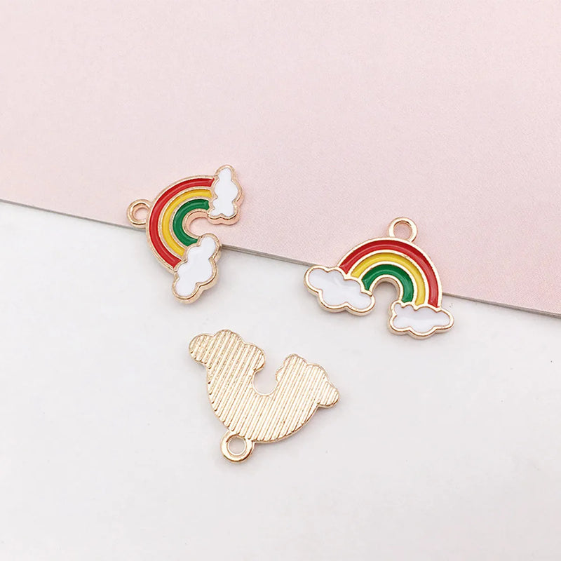 50PCS Enamel Rainbow Sun Star Cloud Charms for DIY Bracelets Jewelry Crafts