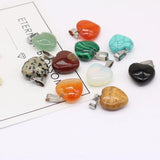 50PCS Natural Stone Heart Pendant Jewelry DIY Accessory 16x16mm