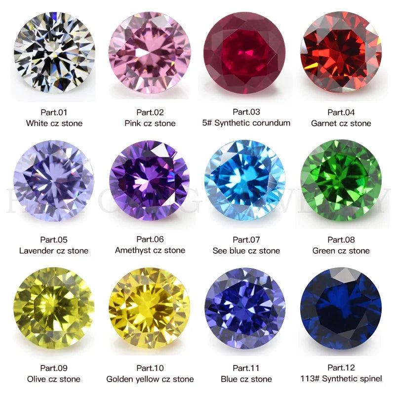 600PCS 12Color Birthday Stone Round Loose Cubic Zirconia Synthetic Spinel