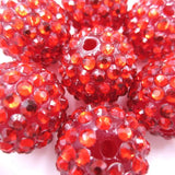 50PCS 20MM Red Chunky Rhinestone Ball Beads for DIY Bubblegum Necklace