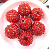 50PCS 20MM Red Chunky Rhinestone Ball Beads for DIY Bubblegum Necklace