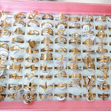50PCS Stainless Steel Plated Finger Rings For Women