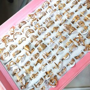 50PCS Stainless Steel Plated Finger Rings For Women