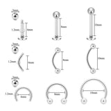50PCS Stainless Steel Labret Lip Stud 16G Eyebrow Piercing Balls