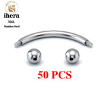 50PCS Stainless Steel Labret Lip Stud 16G Eyebrow Piercing Balls