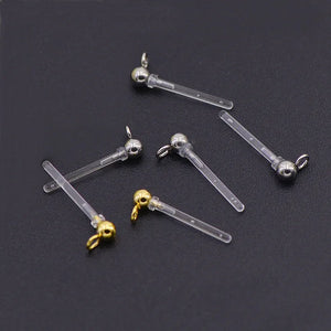 50PCS Stainless Steel Transparent Stud Earrings for Jewelry Making Accessories