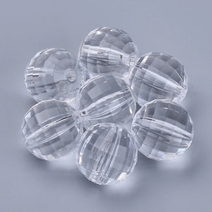 50PCS Clear Acrylic Beads Faceted Round 12x12mm