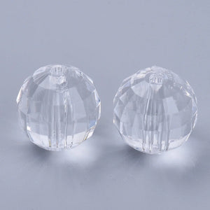50PCS Clear Acrylic Beads Faceted Round 12x12mm