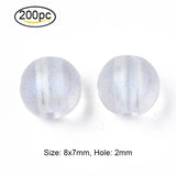 50PCS Glitter Powder Transparent Acrylic Beads 8x7mm Clear 2mm Hole