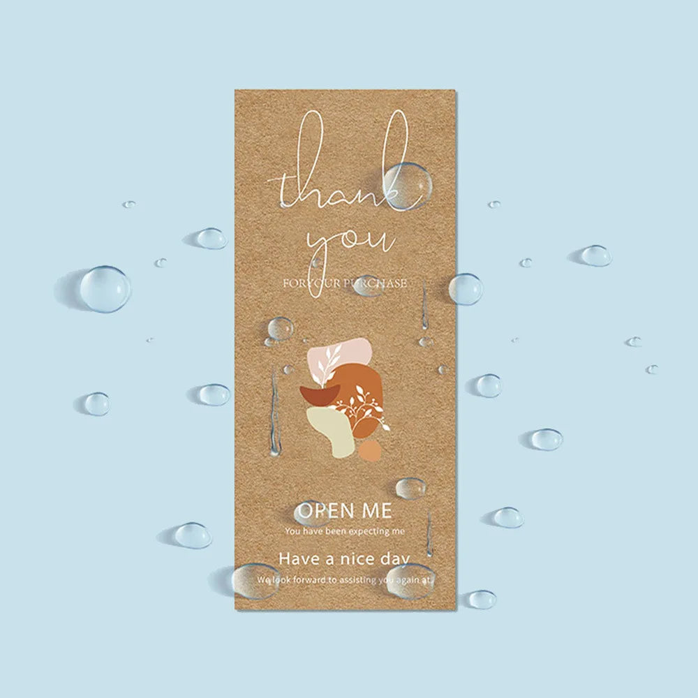 50PCS Brown Waterproof Coated Sticker Label Tag - Business Thank You