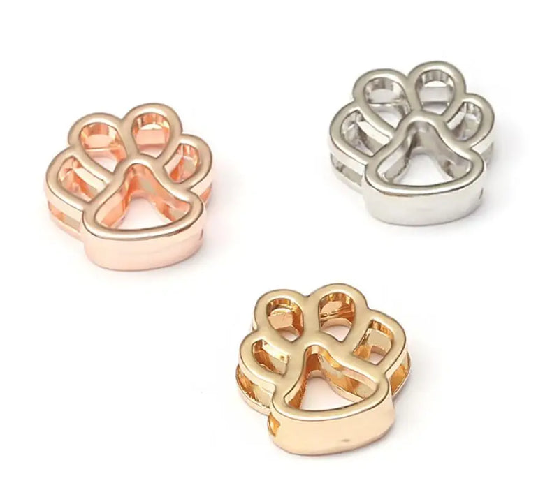 50PCS 10MM Slide Charm Paw Footprint For Stainless Steel Wristband Bracelet