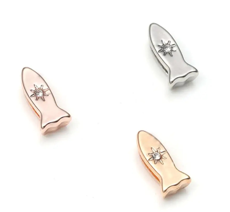 50PCS Fish Slide Charm DIY Accessory For Stainless Steel Bracelet