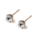 50PCS Stainless Steel Zircon Crystal Ear Stud Pin Jewelry DIY Findings