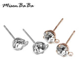 50PCS Stainless Steel Zircon Crystal Ear Stud Pin Jewelry DIY Findings