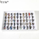 50pc Stainless Steel Letter Pattern Finger Rings, Mix 3x18-US Ring Size .5-10