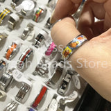 50pc Stainless Steel Letter Pattern Finger Rings, Mix 3x18-US Ring Size .5-10