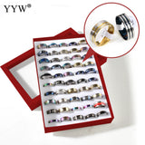 50pc Stainless Steel Letter Pattern Finger Rings, Mix 3x18-US Ring Size .5-10