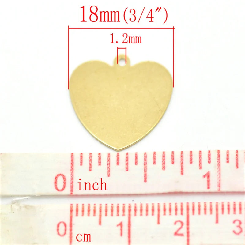 50PCs Copper Brass Blank Stamping Tags Heart DIY Jewelry Making Findings