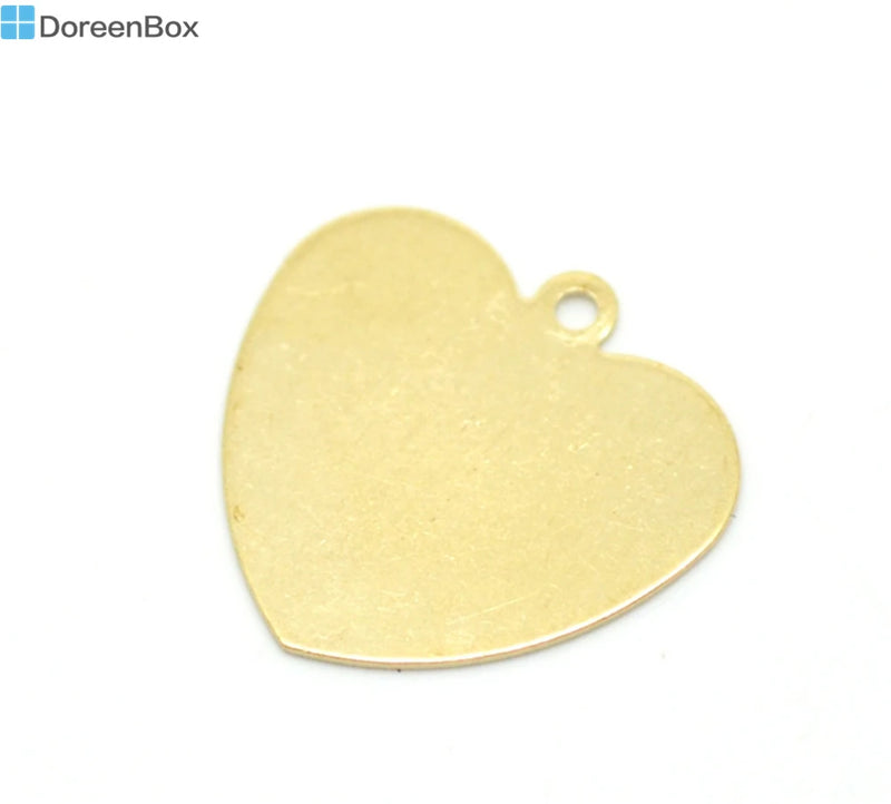 50PCs Copper Brass Blank Stamping Tags Heart DIY Jewelry Making Findings
