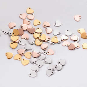 50Pcs Stainless Steel Heart Dog Tags Charms for Necklace Making