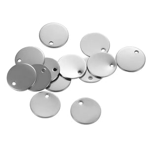 50Pcs Stainless Steel Charms Dog Tag Pendants 12mm Jewelry Making