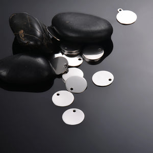 50Pcs Stainless Steel Charms Dog Tag Pendants 12mm Jewelry Making
