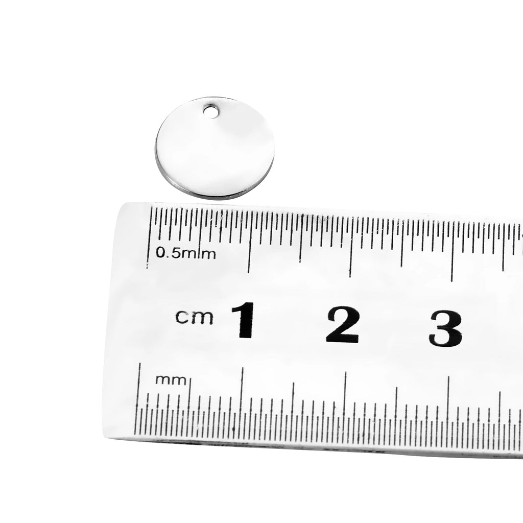 50Pcs Stainless Steel Charms Dog Tag Pendants 12mm Jewelry Making