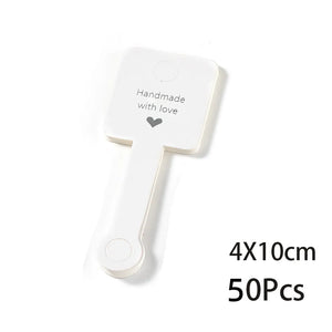 50Pc 4x10cm Fold Over Keychain Tags Holder Jewelry Packaging