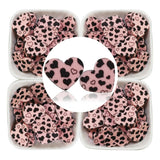 50Pc/Lot Heart Silicone Beads Sunflower Leopard Printing Lover Couple