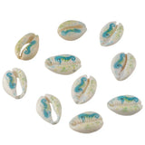 50Pcs 10*15mm Shell Beads Starfish Printed Loose Beads Beach Accessories