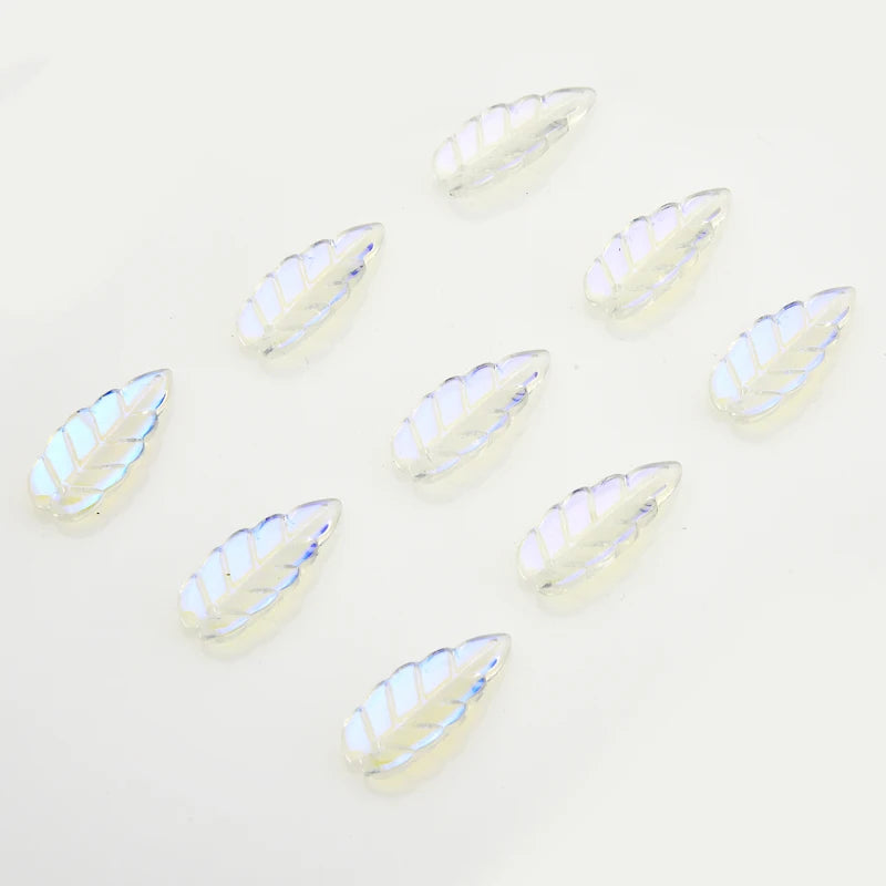 50Pcs Long Leaf Shape Lampwork Beads Gradient Glass Beads For DIY Jewelry