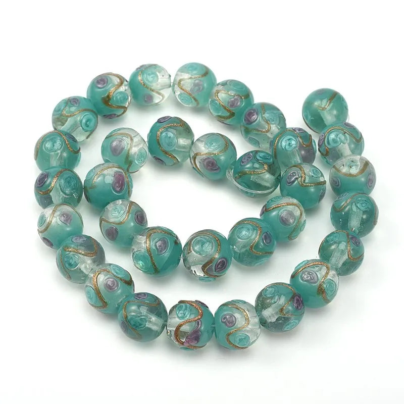 50Pcs 12mm Bumpy Flower Round Lampwork Glass Beads for DIY Jewelry Making