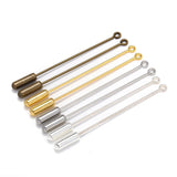 50Pcs 12x4mm Brooch Pins Brass Rubber Stopper End Caps for Jewelry Making