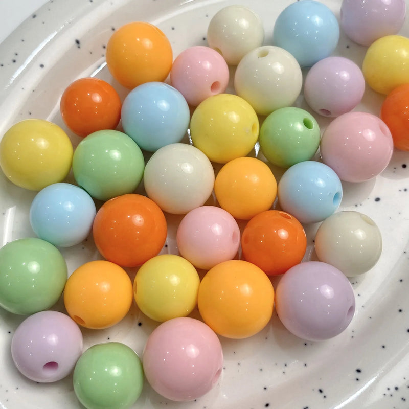 50Pcs 14/16mm Acrylic Round Spacer Beads DIY Craft Supplies