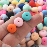 50Pcs 14mm Abacus Lentil Silicone Beads for DIY Teether Chain Clips
