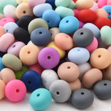 50Pcs 14mm Abacus Lentil Silicone Beads for DIY Teether Chain Clips