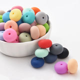 50Pcs 14mm Abacus Lentil Silicone Beads for DIY Teether Chain Clips