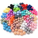 50Pcs 14mm Abacus Lentil Silicone Beads for DIY Teether Chain Clips