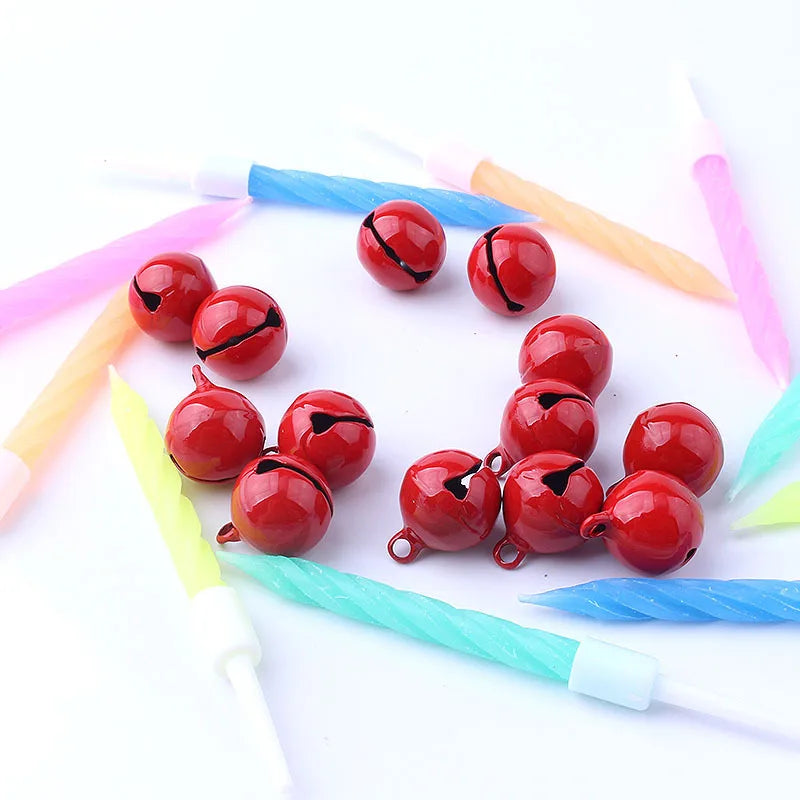 50Pcs 14mm Candy Jingle Bells Metal Beads Christmas Decoration Pendants