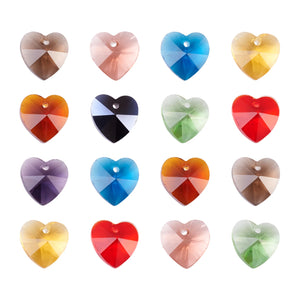 50Pcs 14mm Heart Shape Glass Charms Pendants for DIY Earrings