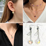 50Pcs 14mm Heart Shape Glass Charms Pendants for DIY Earrings