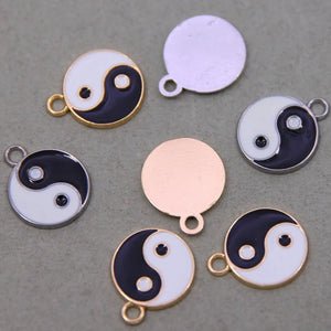 50Pcs Yin Yang Mini Sweet Heart Charms for Jewelry Making