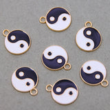 50Pcs Yin Yang Mini Sweet Heart Charms for Jewelry Making